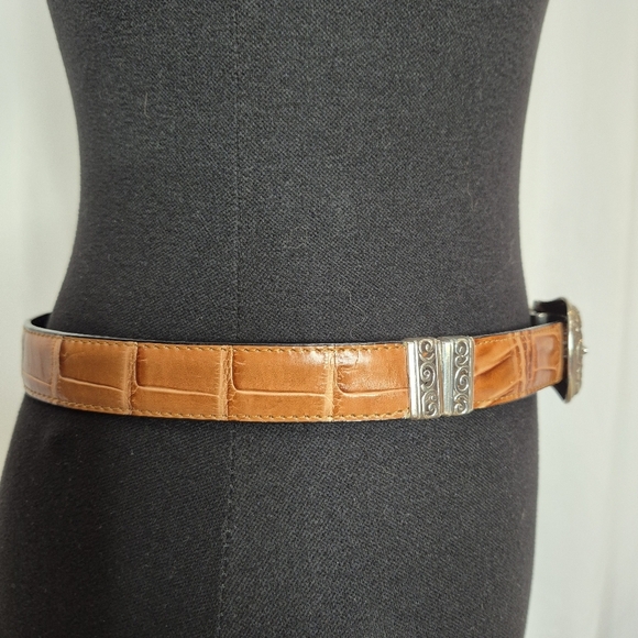 Brighton 3-Way Reversible Tan & Black Croc Embossed Leather Belt - Size 34 / L - Picture 6 of 16